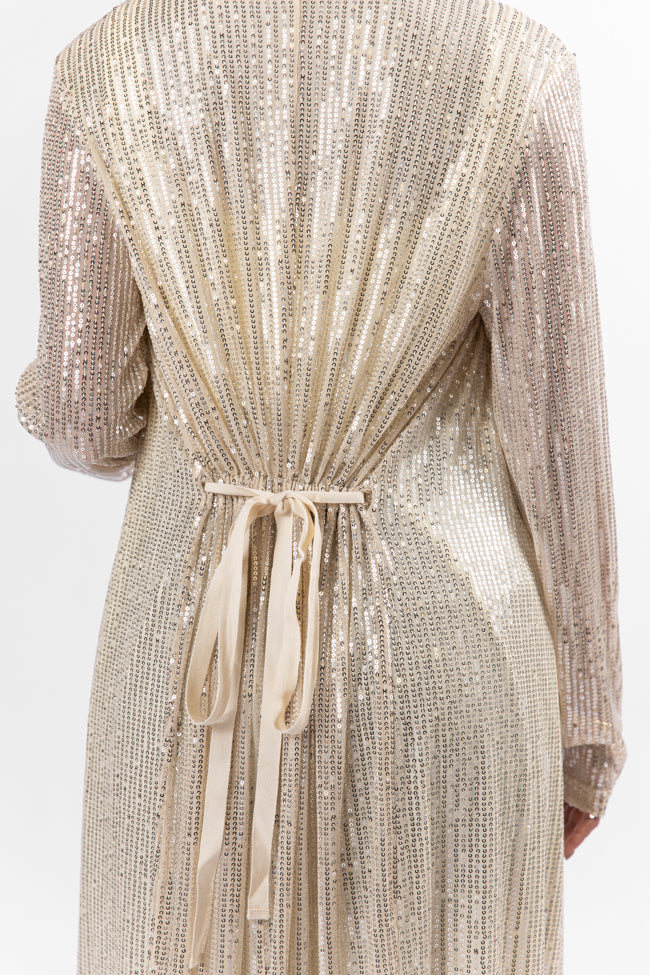 Memorable Feeling Gold Sequin Kimono