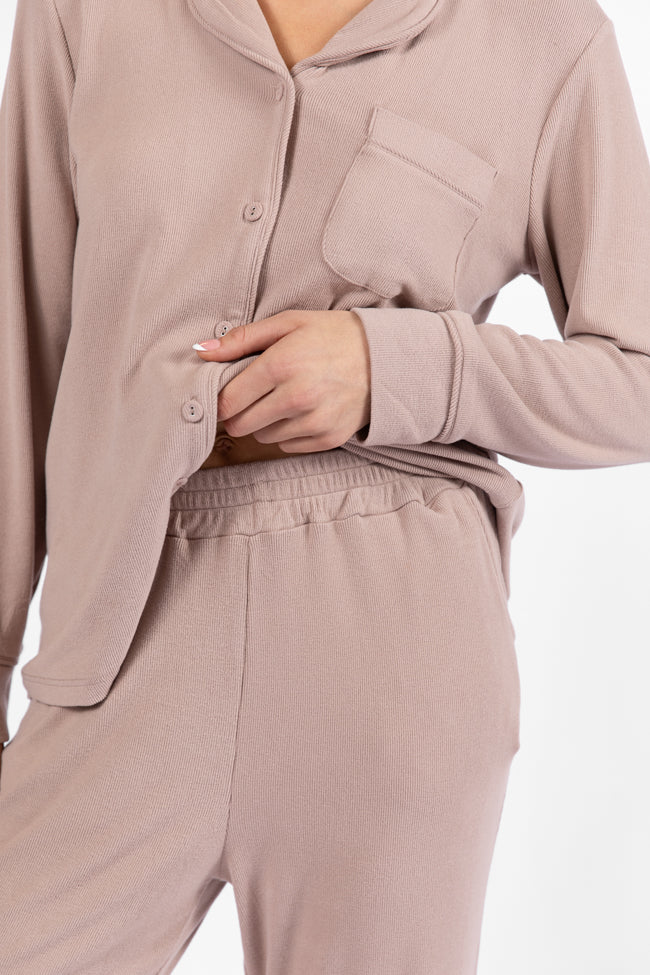 Drifting Off Mocha Ribbed Pajama Set DOORBUSTER