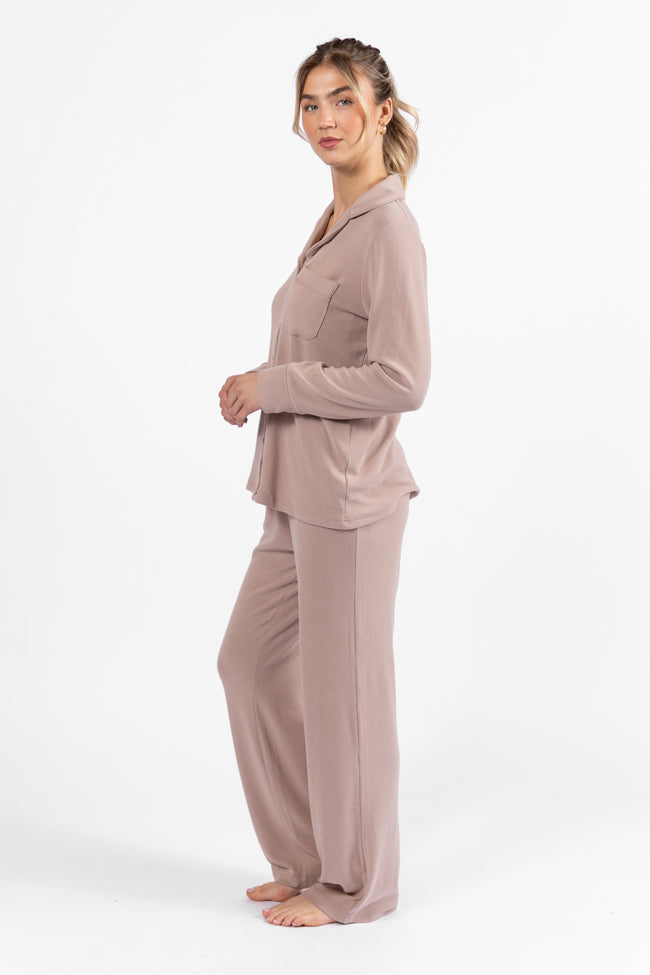 Drifting Off Mocha Ribbed Pajama Set DOORBUSTER