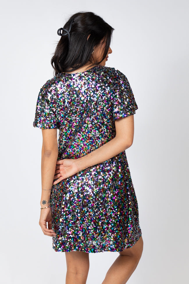 Celebrate Good Times Multi Sequin Mini Dress