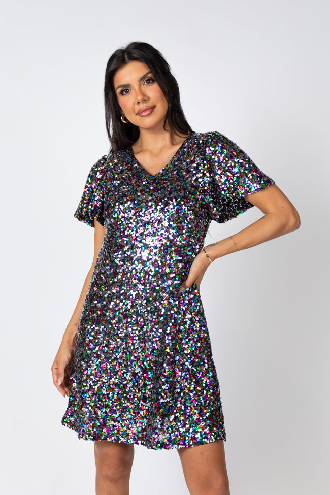 Celebrate Good Times Multi Sequin Mini Dress