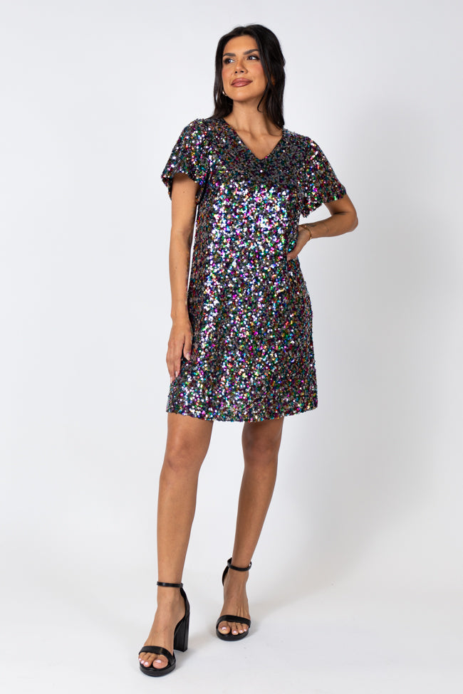 Celebrate Good Times Multi Sequin Mini Dress