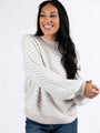 All That You Are Beige Fuzzy Herringbone Mock Neck Sweater DOORBUSTER