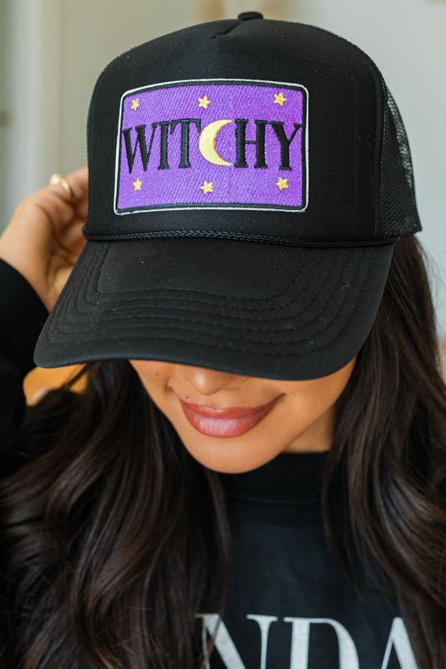 Witchy Patch Black Trucker Hat