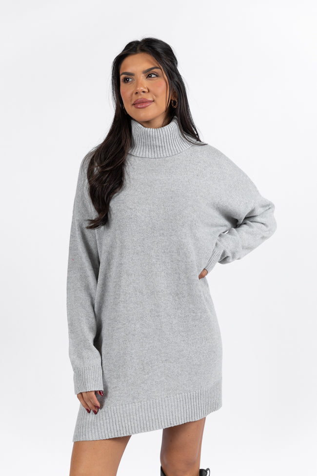 Changing Locations Grey Turtleneck Sweater Dress FINAL SALE