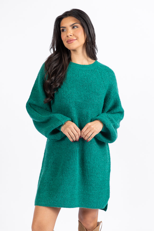 Sweet and Simple Evergreen Crewneck Sweater Dress FINAL SALE