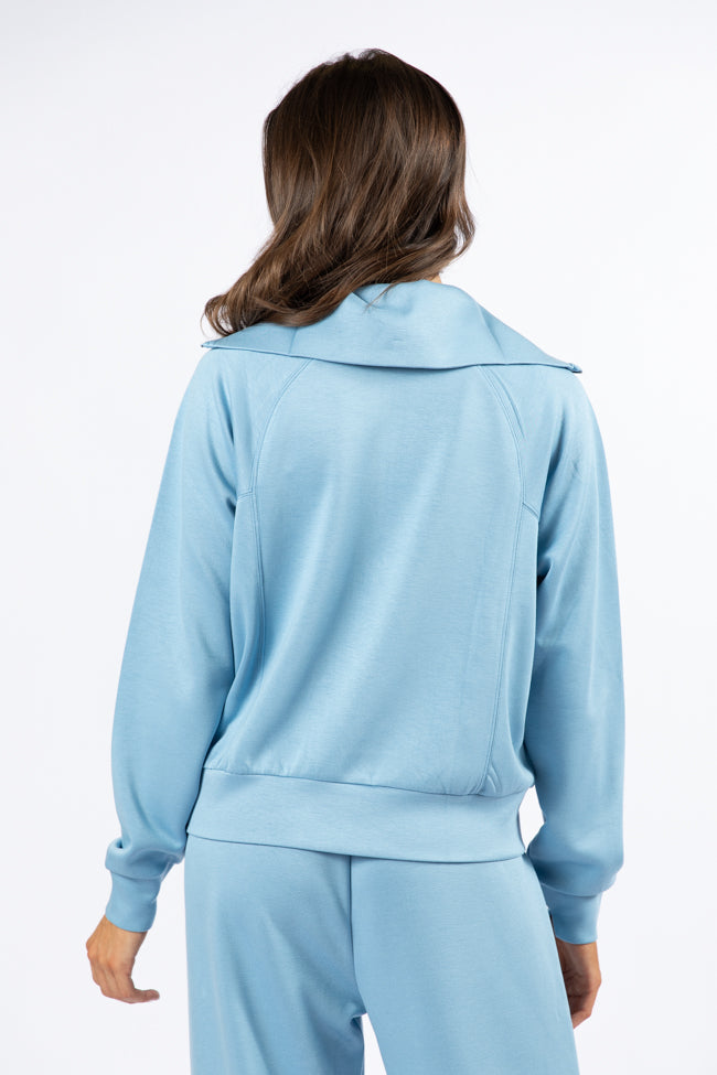 Let's Just Stay Blue Quarter Zip Knit Pullover