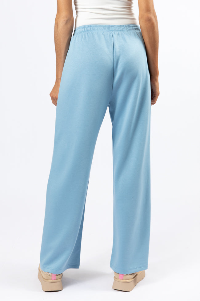 Let's Just Stay Blue Knit Wide Leg Pants