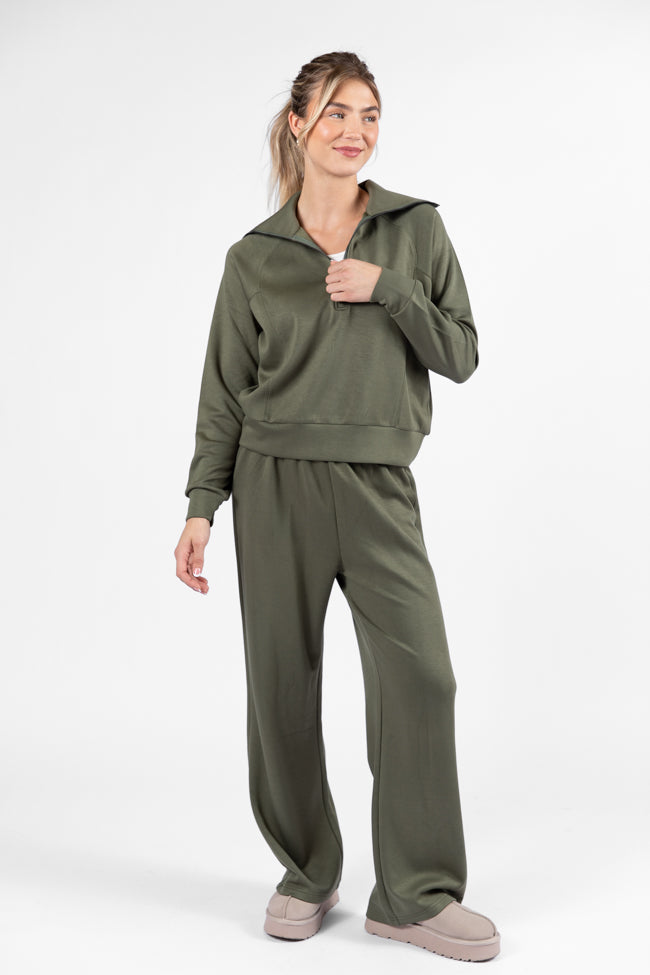 Let's Just Stay Green Quarter Zip Knit Pullover DOORBUSTER