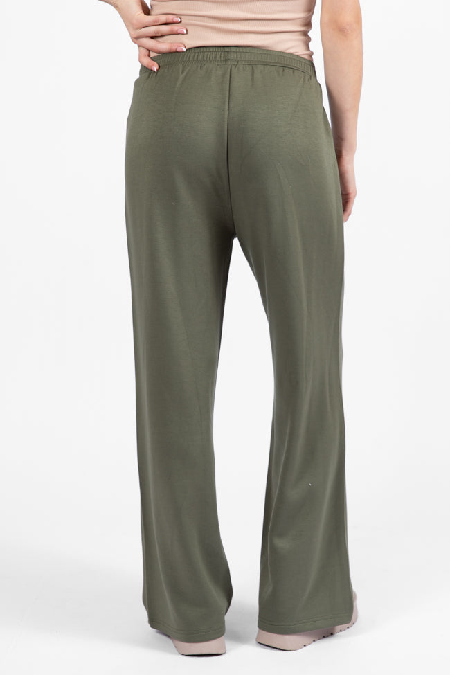 Let's Just Stay Green Knit Wide Leg Pants DOORBUSTER