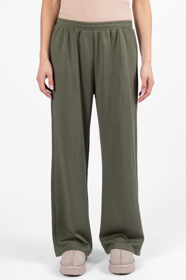 Let's Just Stay Green Knit Wide Leg Pants