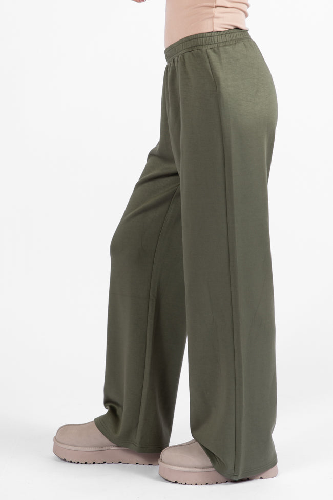 Let's Just Stay Green Knit Wide Leg Pants DOORBUSTER