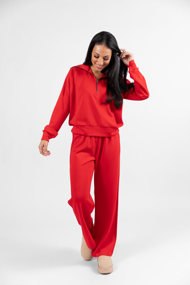 Let's Just Stay Red Knit Wide Leg Pants SALE