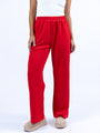 Let's Just Stay Red Knit Wide Leg Pants DOORBUSTER