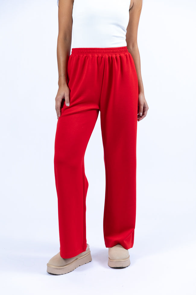 Let's Just Stay Red Knit Wide Leg Pants SALE