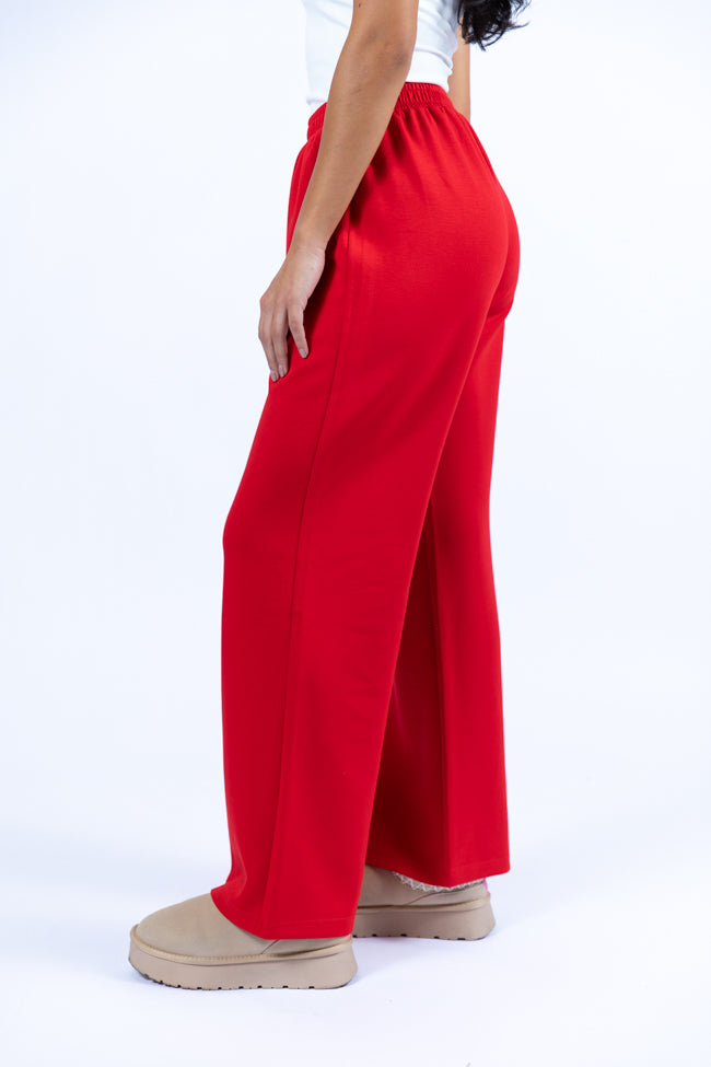 Let's Just Stay Red Knit Wide Leg Pants SALE