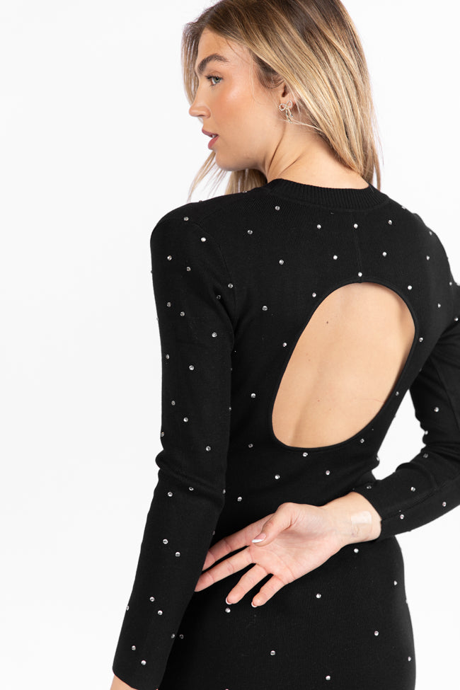 The Art Of Happiness Black Embellished Detail Knit Maxi Dress