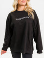 Mom Era Embroidered Black Oversized Graphic Sweatshirt