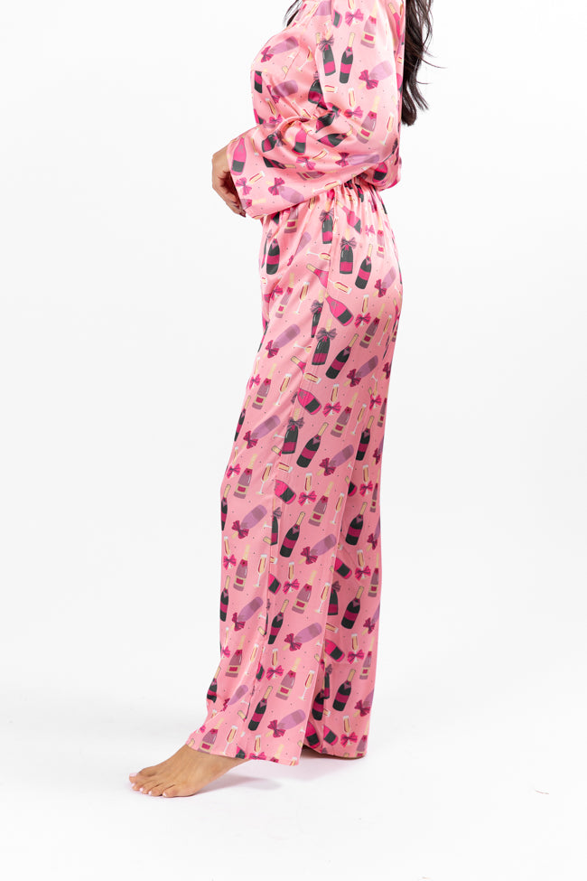 No Place Like Home Pink Silk Champagne Pajama Pants