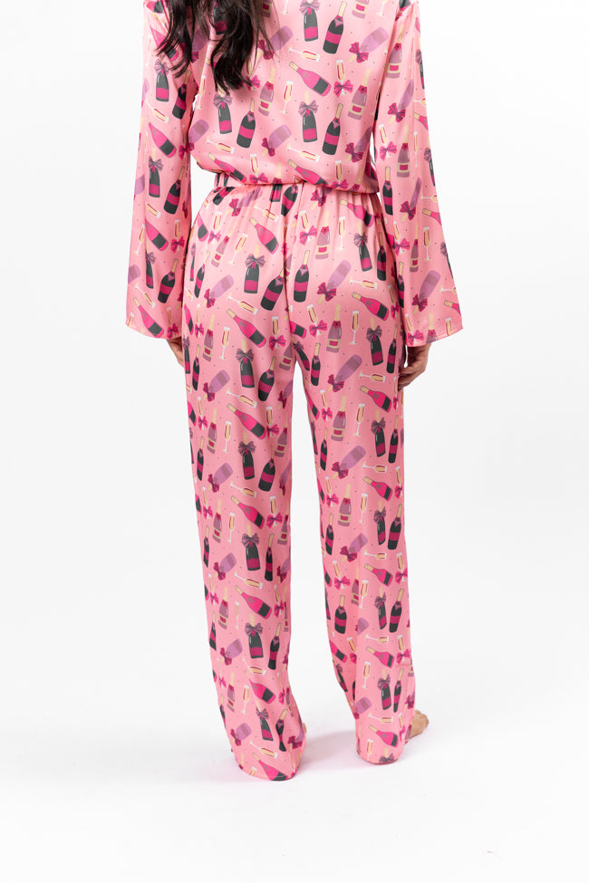 No Place Like Home Pink Silk Champagne Pajama Pants