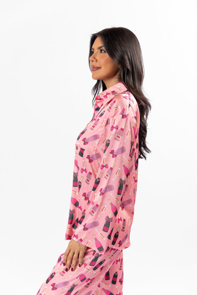 No Place Like Home Pink Silk Champagne Pajama Top - Coming Soon