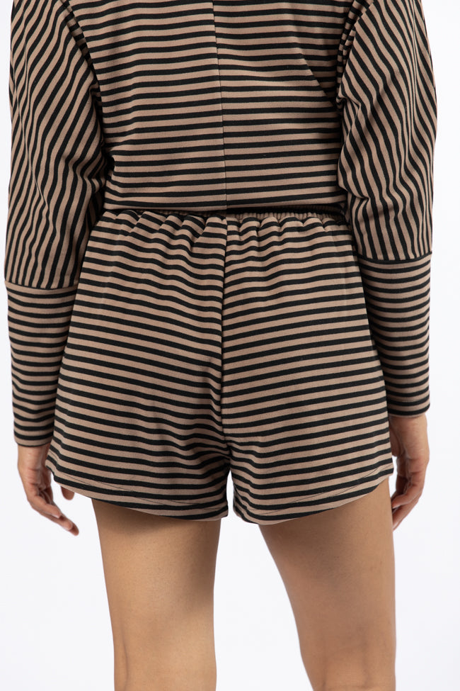 No Complaints Mocha and Black Striped Shorts FINAL SALE