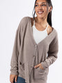 Sounds Like Me Taupe Waffle Knit Cardigan