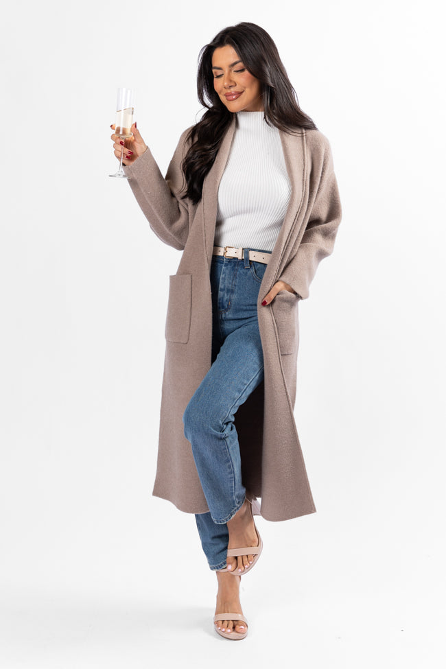 Go Where You Choose Taupe Long Cardigan SALE