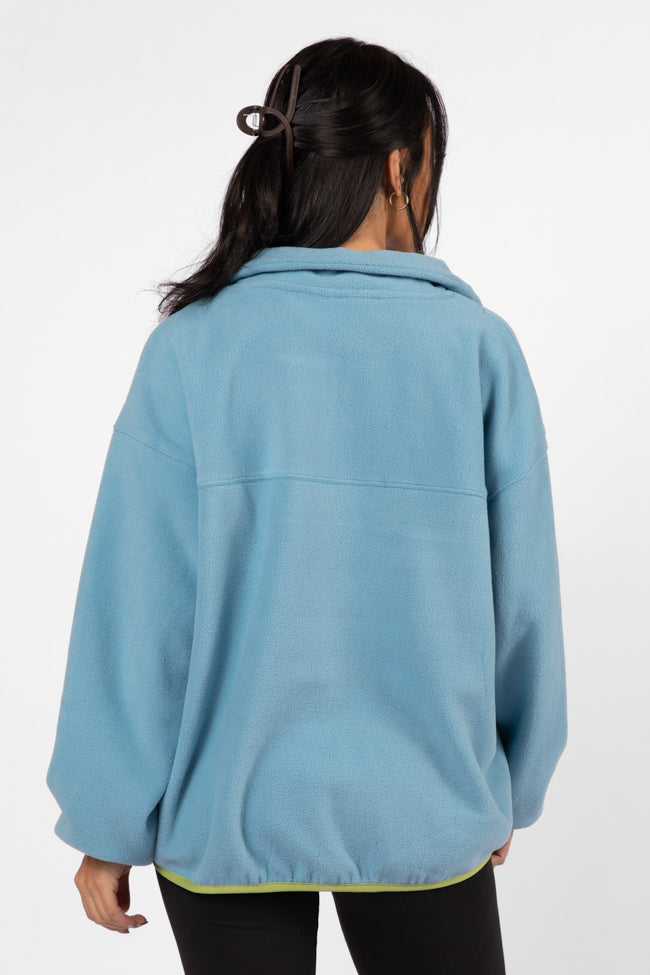 Outside The Box Blue Contrast Trim Fleece Pullover SALE