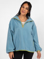 Outside The Box Blue Contrast Trim Fleece Pullover SALE