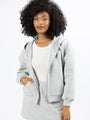 Have It My Way Grey Textured Knit Zip Up Hooded Sweatshirt