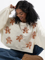 Let's Build A Gingerbread House Cream Sequin Patch Pullover