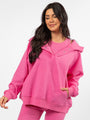 Outta Sight Pink Button Detail Hooded Pullover