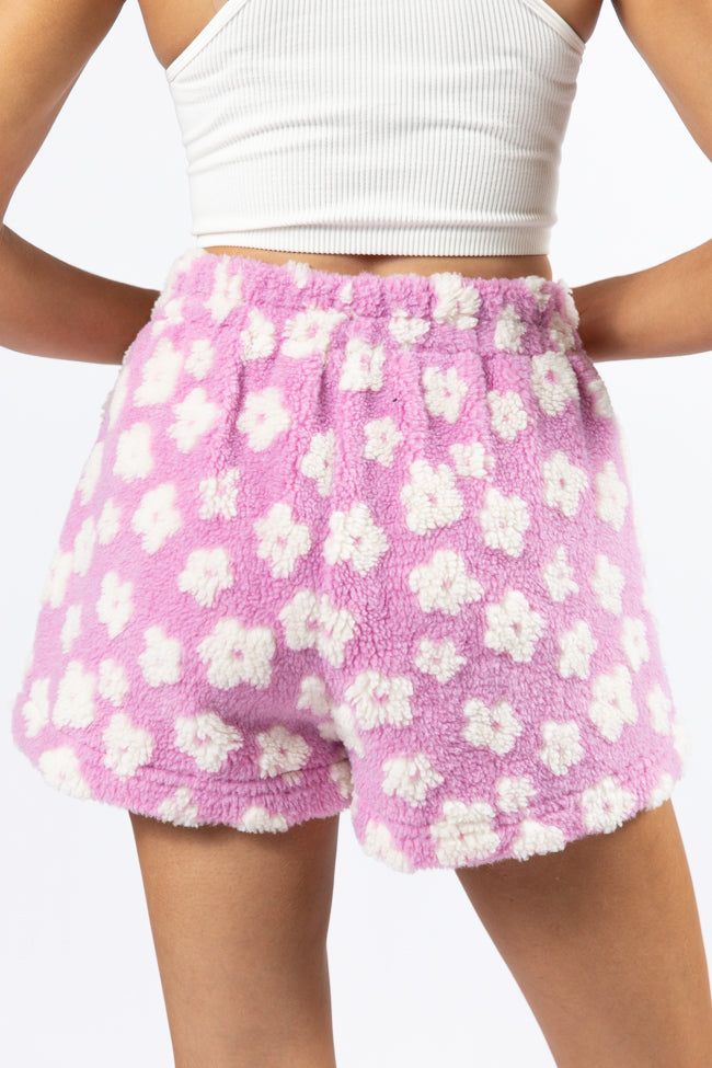 Front Runner Purple Floral Sherpa Pull On Shorts