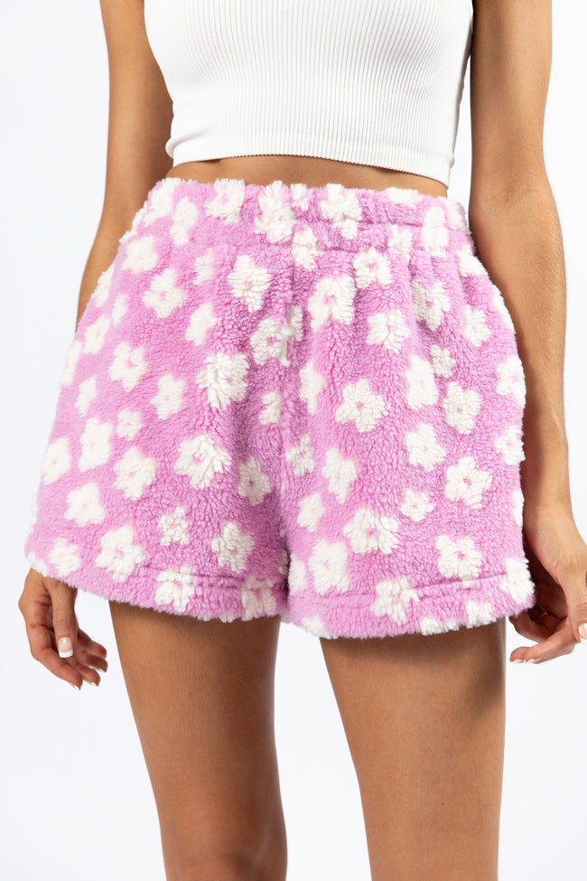 Front Runner Purple Floral Sherpa Pull On Shorts