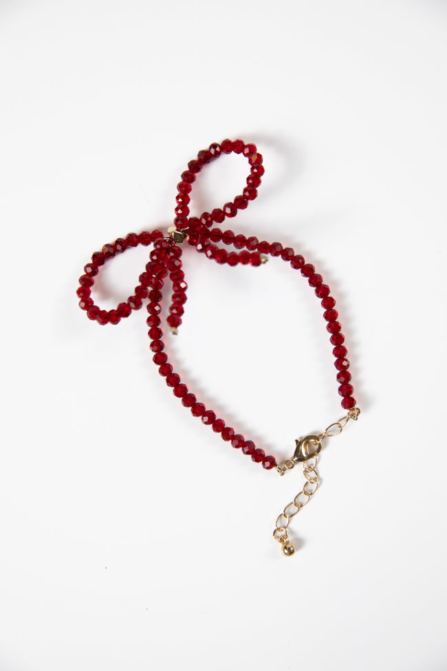 Maroon Bow Set Bracelet