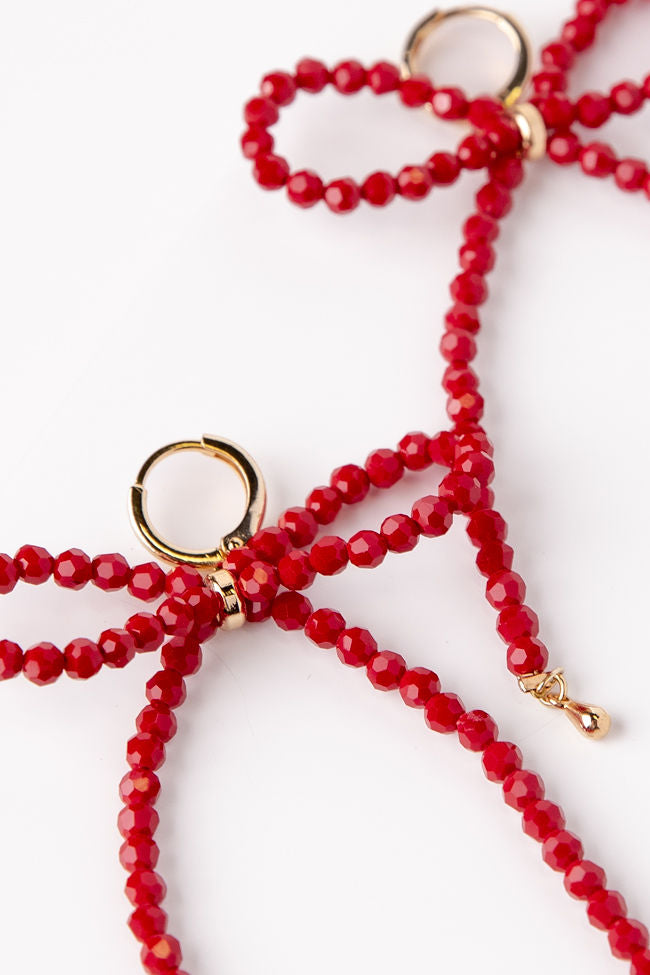 Maroon Bow Earrings