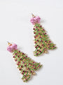 Pink Christmas Tree Earrings