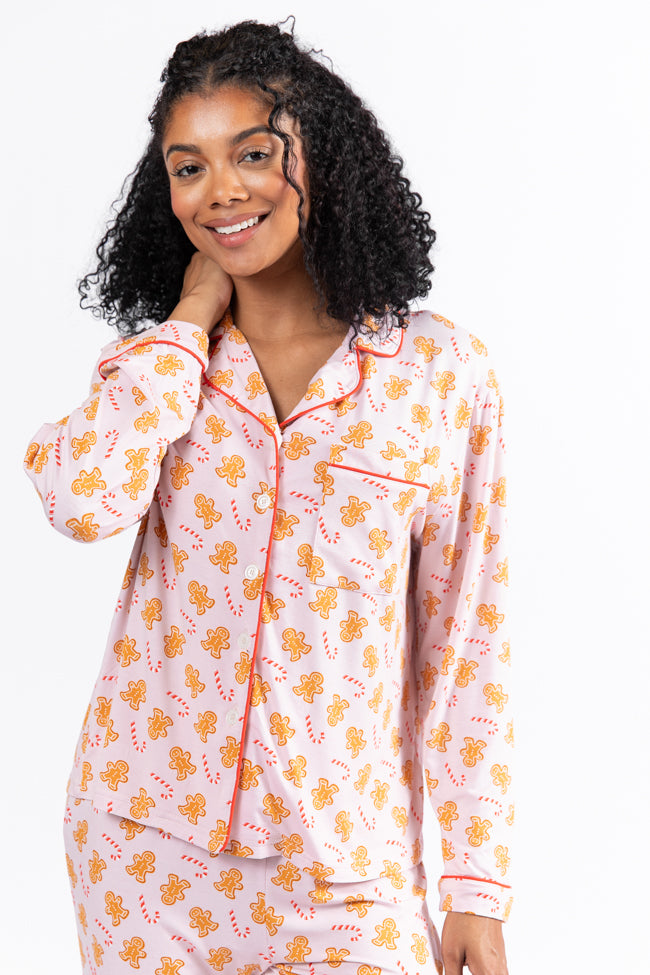 Under The Stars In Neutral Gingerbread Bamboo Pajama Top Macy Blackwell X Pink Lily