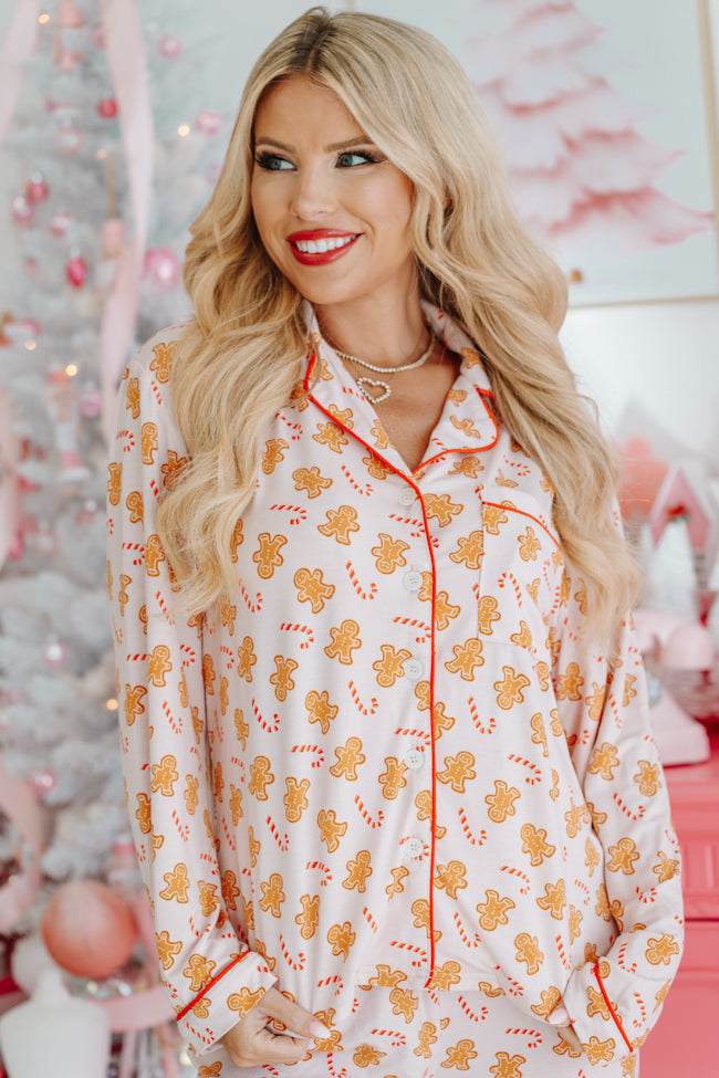 Under The Stars In Neutral Gingerbread Bamboo Pajama Top Macy Blackwell X Pink Lily