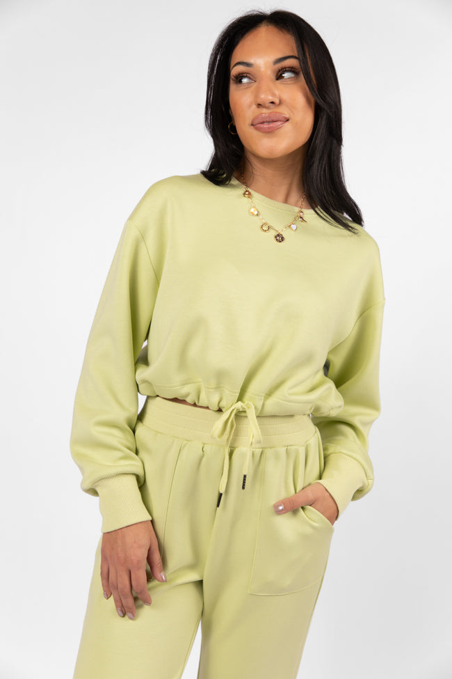 Only One Lime Drawstring Hem Pullover