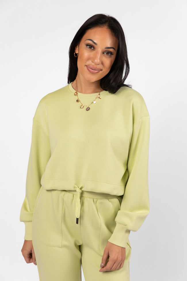 Only One Lime Drawstring Hem Pullover