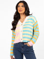 Check It Out Yellow, Blue, and Pink Fuzzy Cardigan