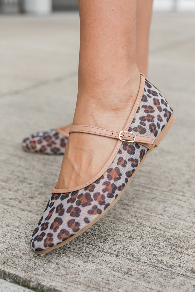 Mary Jane Mesh Leopard Ballet Flats