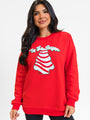 Tis The Season Christmas Cake Patch Red Oversized Graphic Sweatshirt FINAL SALE