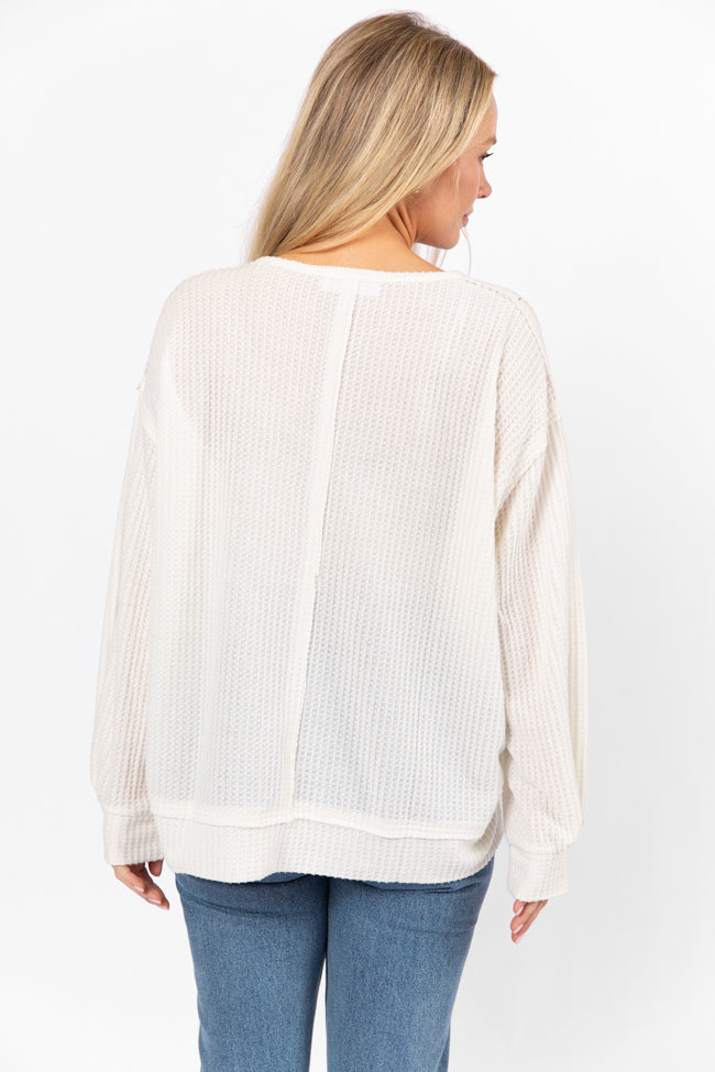 Reasonable Assumption Cream Brushed Waffle Knit Oversized Top