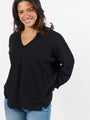 Reasonable Assumption Black Brushed Waffle Knit Oversized Top