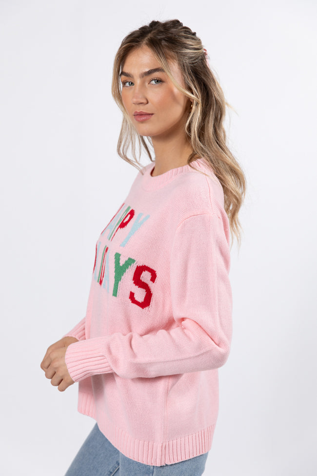 Happy Holidays To You Pink Sweater DOORBUSTER