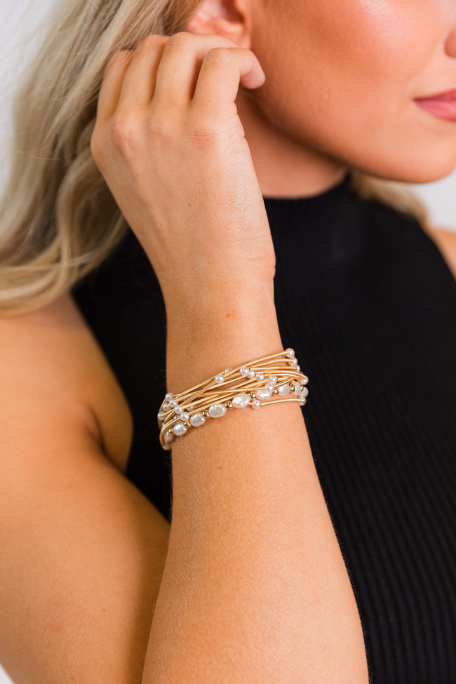 Pearl and Gold Bracelet Set