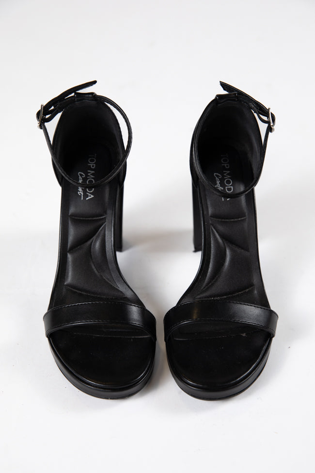 Shivani Black Leather Heel